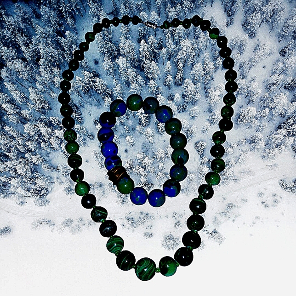 Z009 - NATURAL EMERALD NECKLACE & BRACELET Zambian Emerald Smooth Roundel Beads
